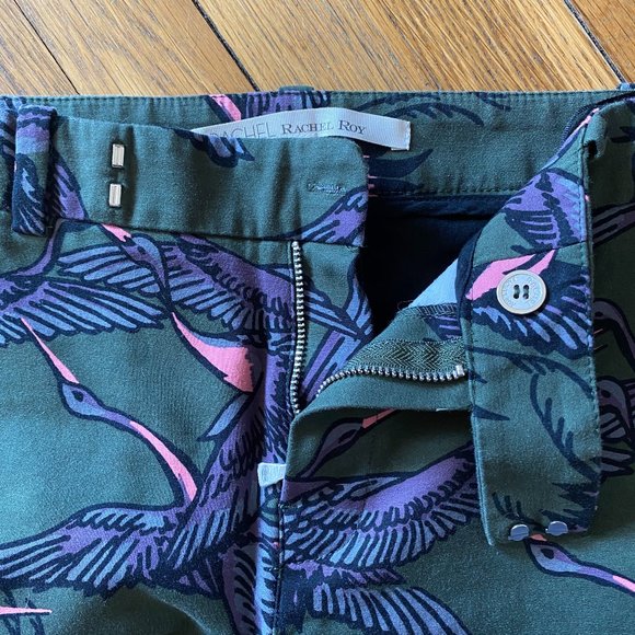 RACHEL Rachel Roy Olive Crane Print Ankle Pants - Picture 6 of 9